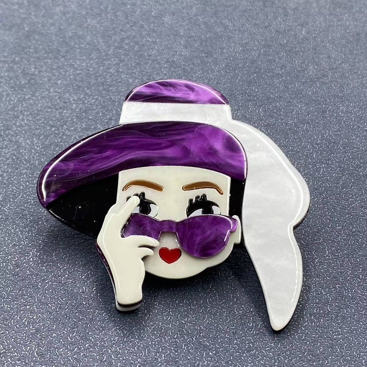 Fashion Girl Acrylic Brooch