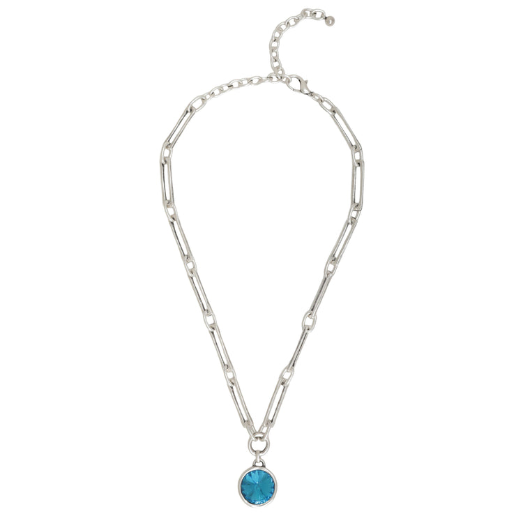 Pewter Blue World Crystal Handmade Necklace