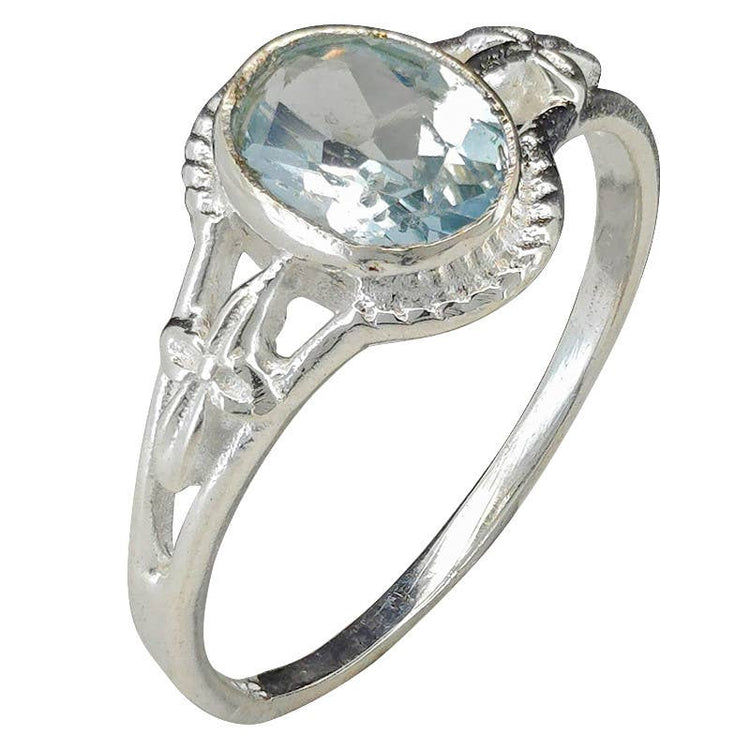 Faceted Blue Topaz Sterling Silver Ring