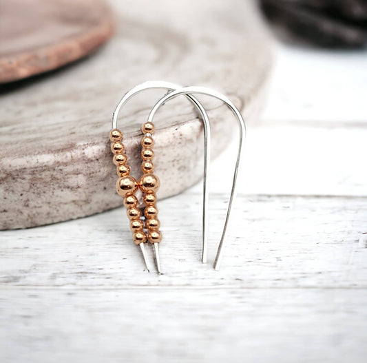 Sterling Silver and Copper Threader Earrings