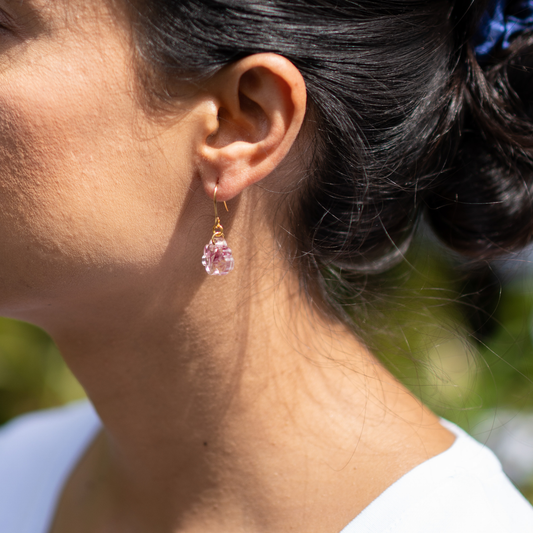 Pink Strawflower Cloud Earrings