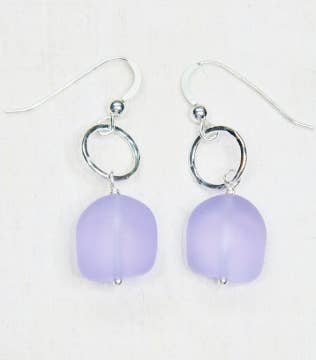 Silver Eco Sea Glass Earrings - Periwinkle