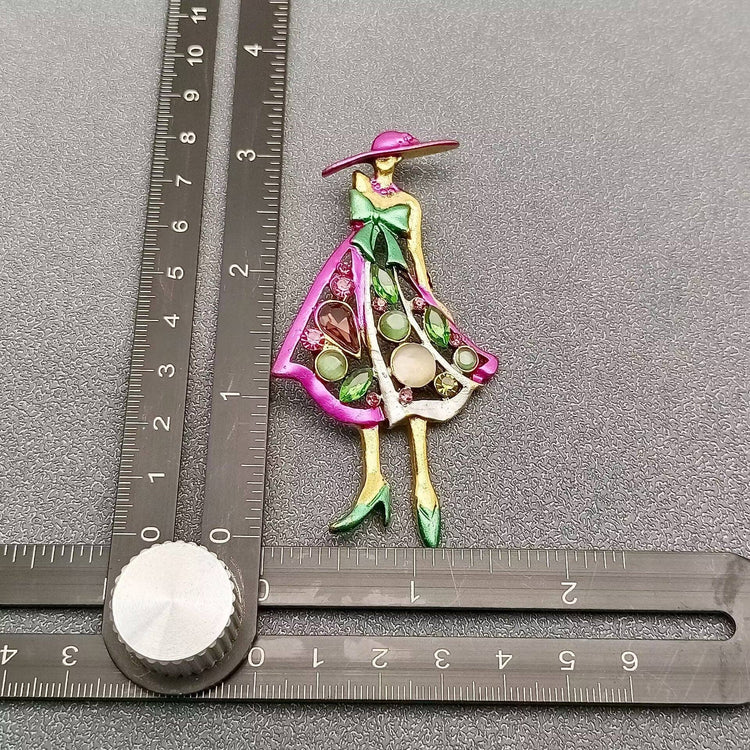 Girl in a Pink Hat Brooch