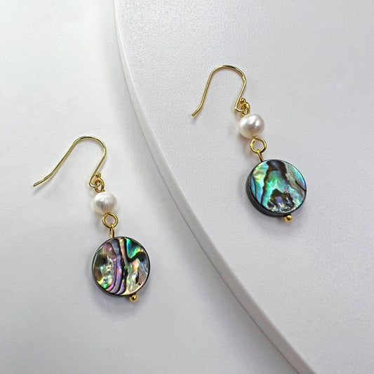 Abalone & Pearl Drop Silver Earring