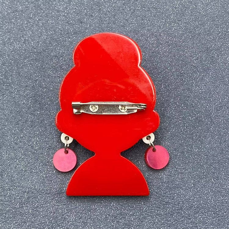 Girl with Sunglasses Acrylic Brooch