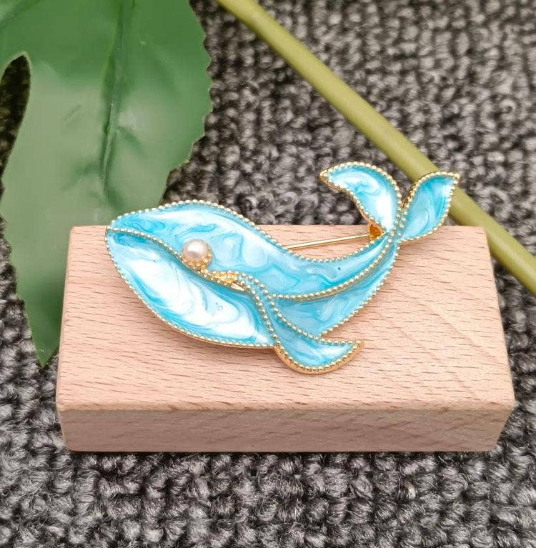 Enamel Whale Brooch | Clothes Pins: Black gray