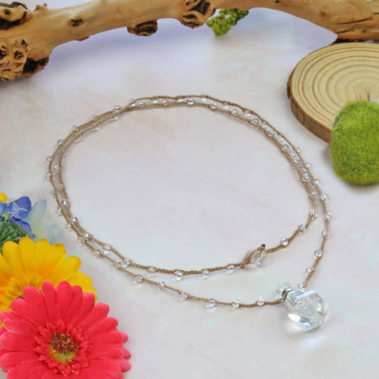 Rock Crystal Perfume Bottle Pendant Necklace