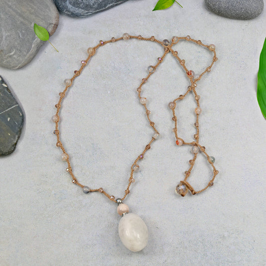 Flower Agate Perfume Bottle Necklace
