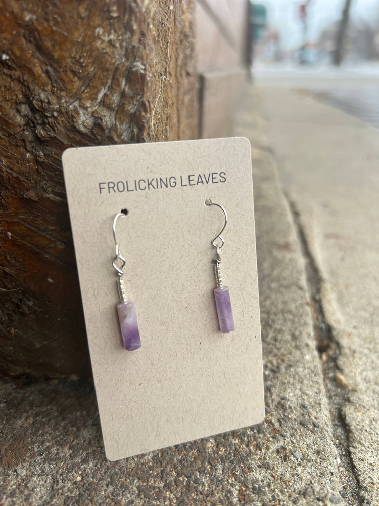 Amethyst Beaded Earrings: Sterling Silver Ear Wire