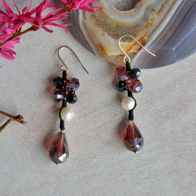 Freshwater Pearl & Crystal Earrings