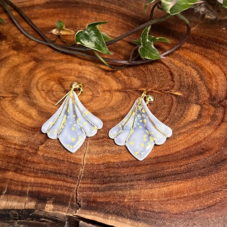 Raisa - Porcelain Earrings: Purple with yellow spots