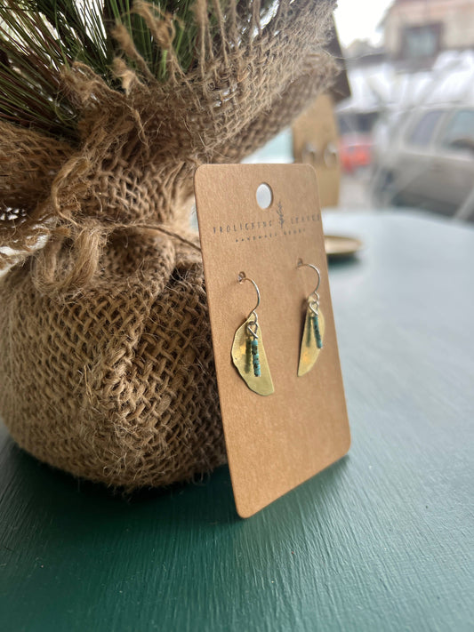 Hammered Brass & Turquoise Shell Beads