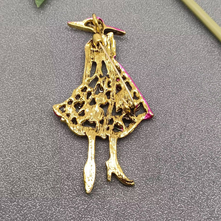 Girl in a Pink Hat Brooch