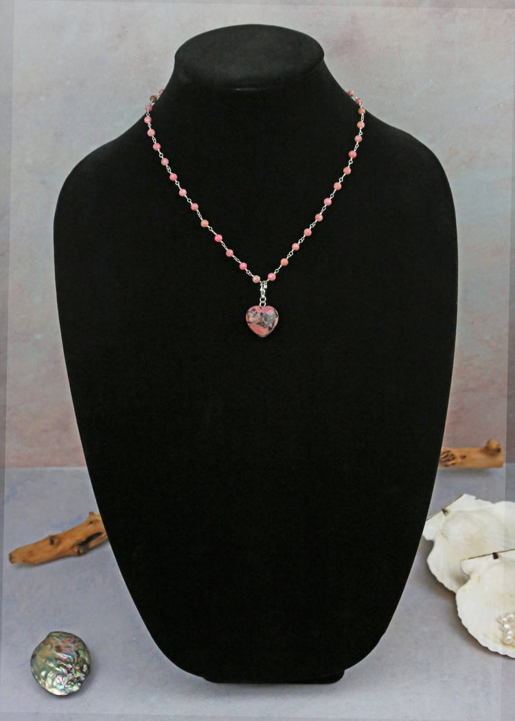 Rhodonite Heart Pendant Necklace