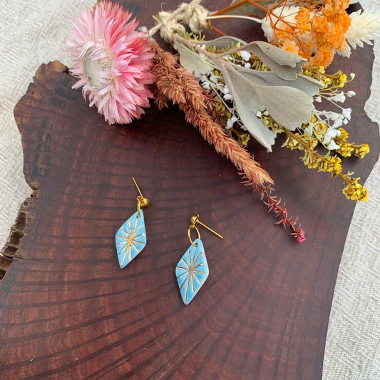 Cleo - Porcelain Earrings with Gold: Turquoise