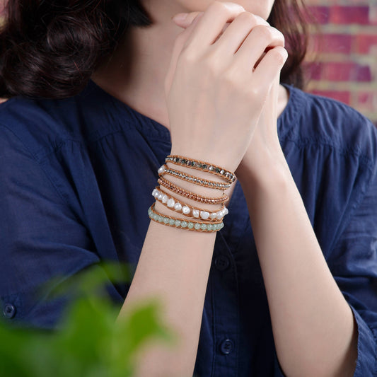 Cultured Pearl Mix-media Wrap Bracelet