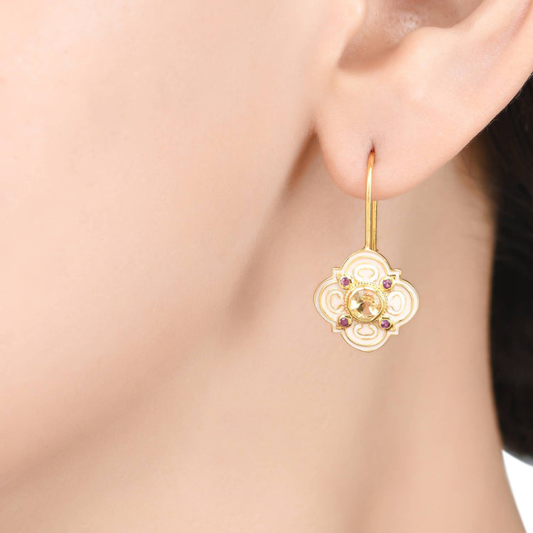 Citrine Ruby Gold Vermeil Earring