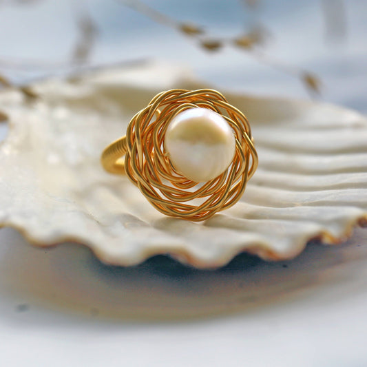 Freshwater Wire Wrapped Pearl Ring