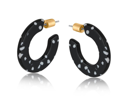Marseille Flat Resin Hoop Earrings: BLACK