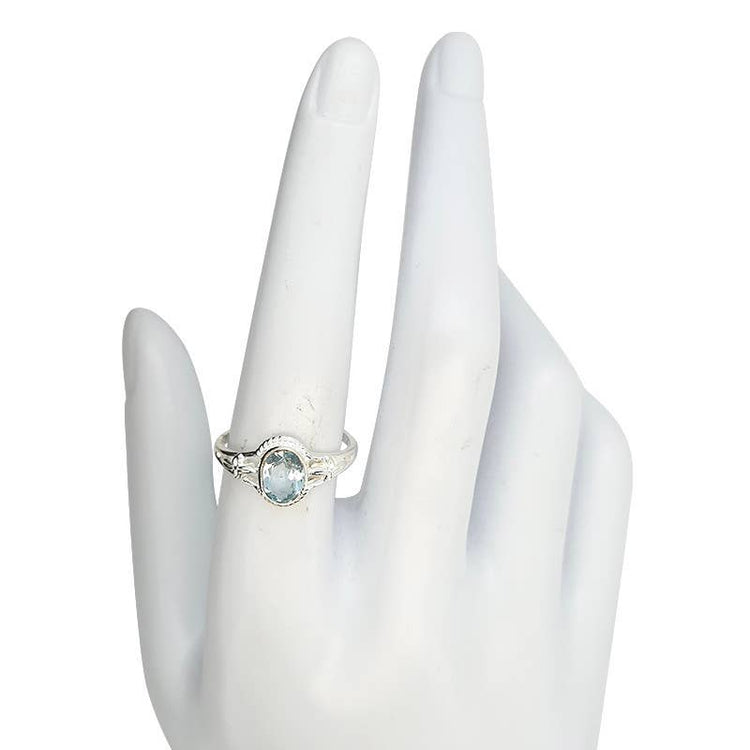 Faceted Blue Topaz Sterling Silver Ring