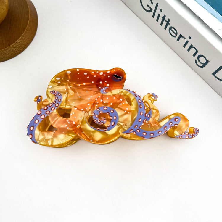Blue Ring Octopus Hair Claw Clip