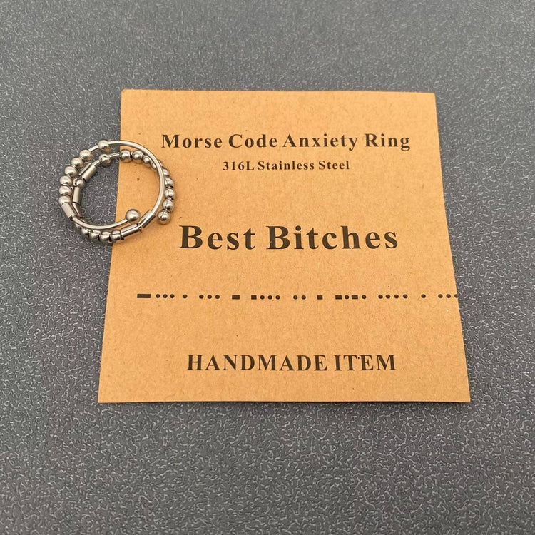 Morse Code Adjustable Ring: Sister