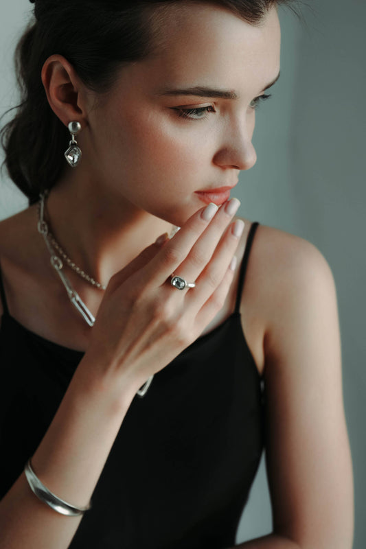 Handmade Crystal Pewter Earrings