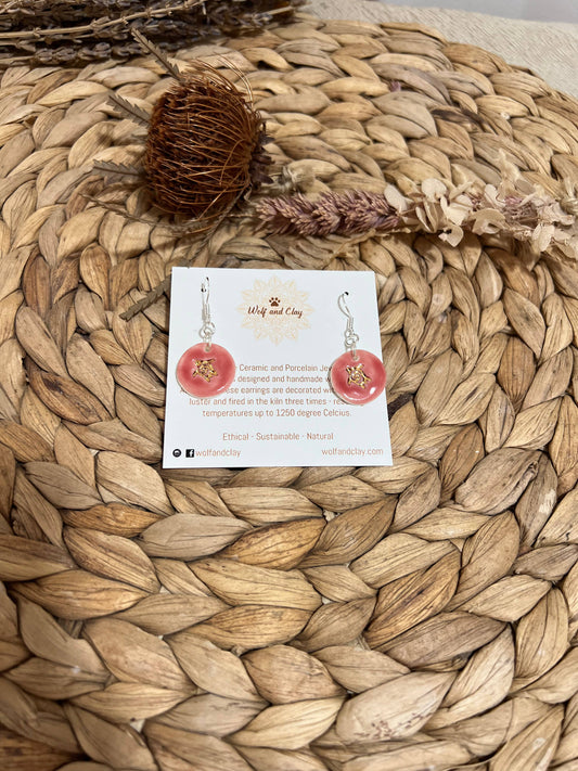 Turtle Ceramic Earrings: Pink