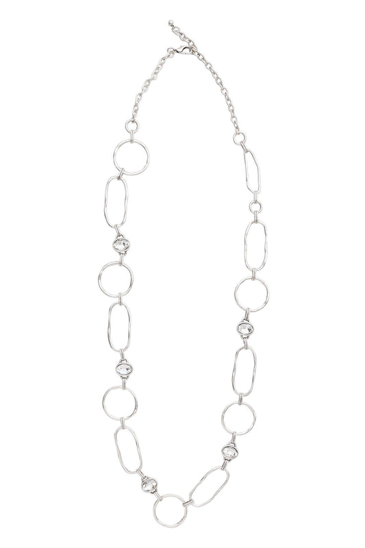 Handmade Crystal Chained Pewter Necklace