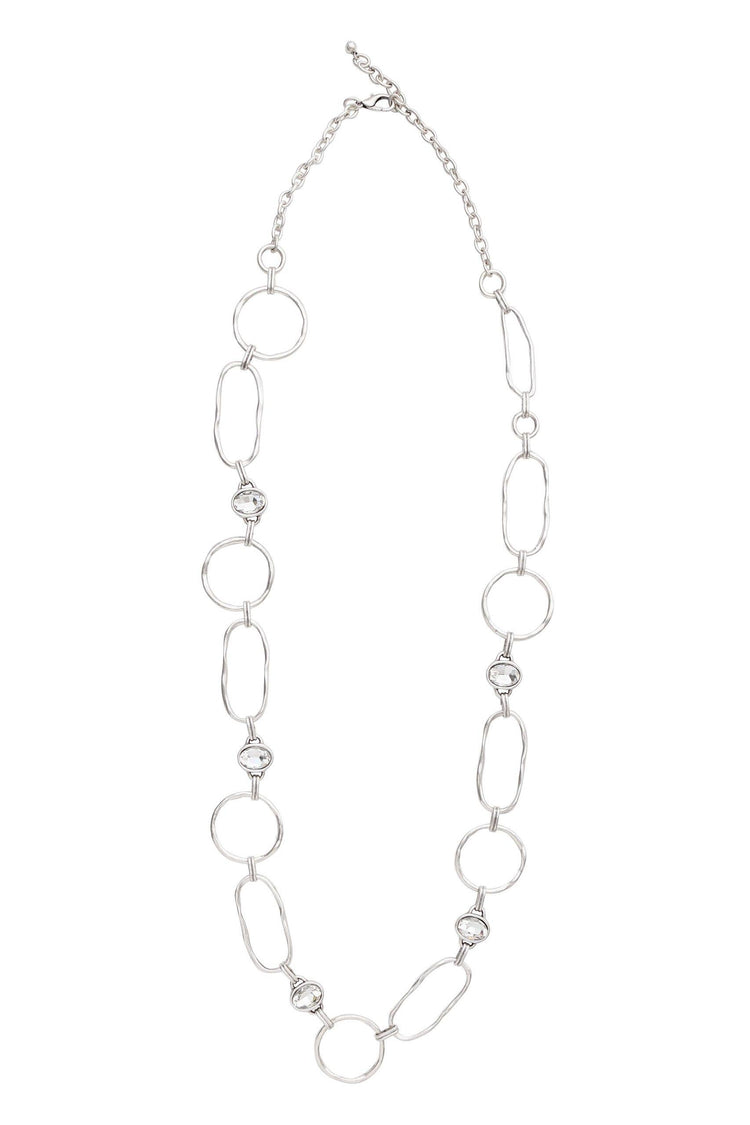 Handmade Crystal Chained Pewter Necklace