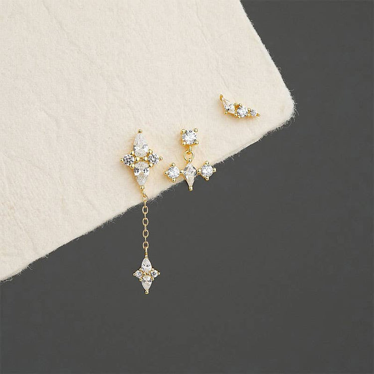 Sterling Silver Diamond Design Single Earring