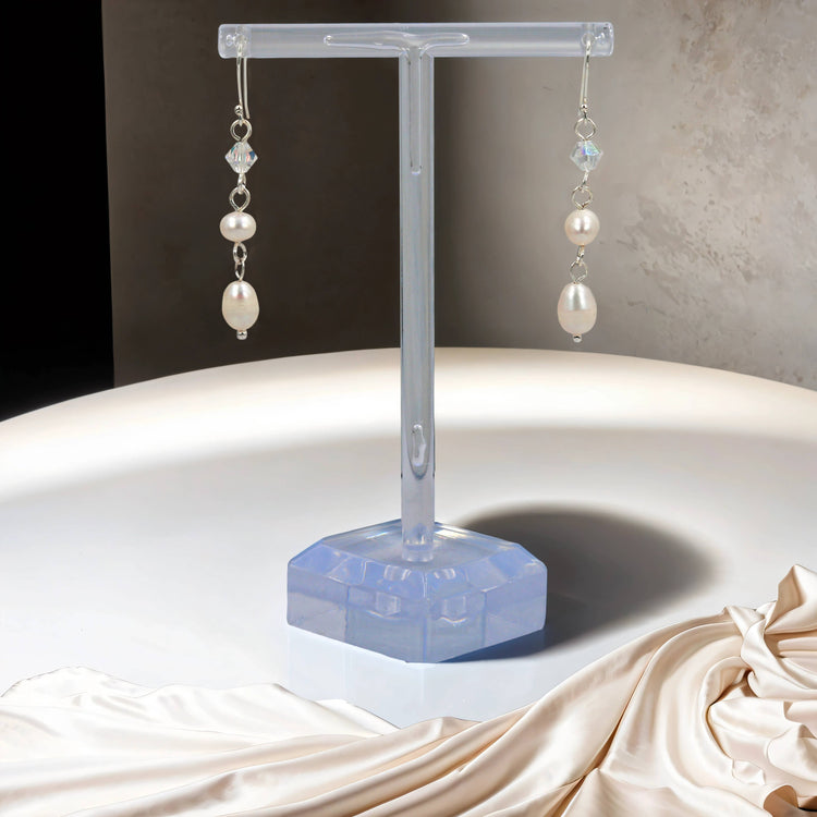 Faceted Crystal and Pearls Earring