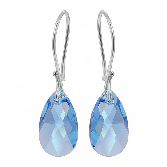 Crystal Briolette Earrings - Crystal Elements Aqua Blue