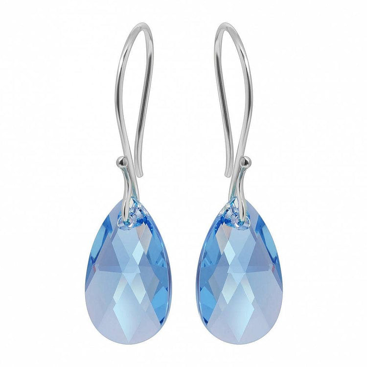 Crystal Briolette Earrings - Crystal Elements Aqua Blue