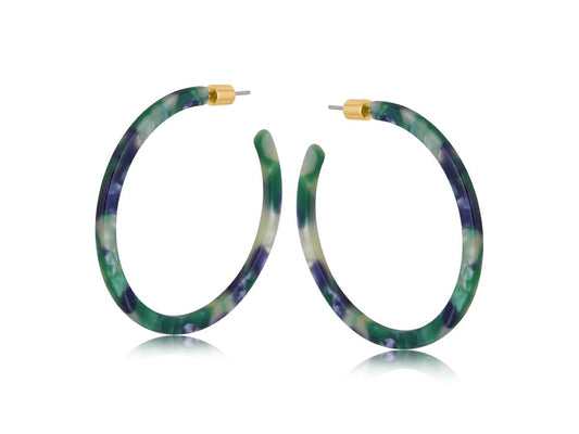 Hortense Resin Statement Hoop Earrings: GREEN BLUE
