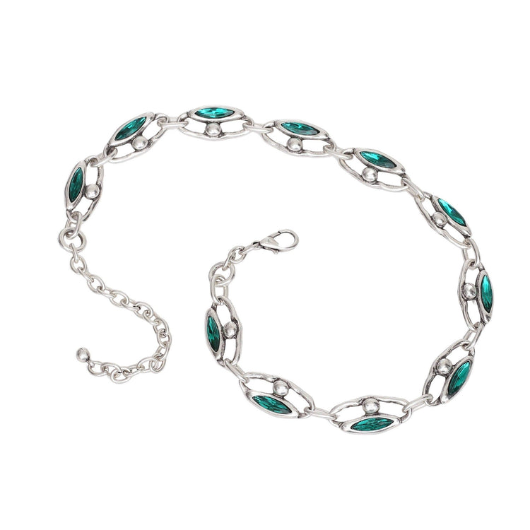 Handmade Green Crystal Pewter Necklace