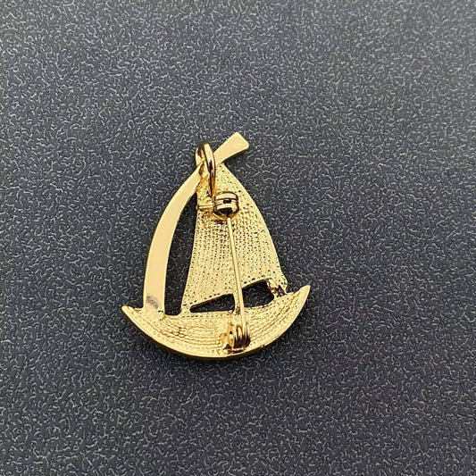 Enamel Sailboat Brooch