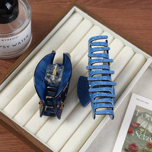 Starry Sky & Star Hair Clip Blue