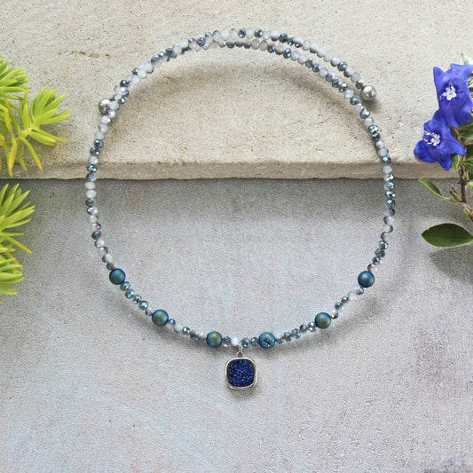 Druzy Pendant Memory Wire Choker