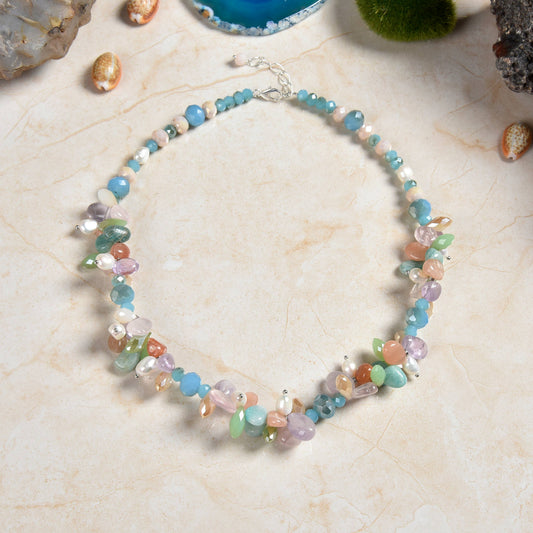 Multi Stones Clustered Necklace