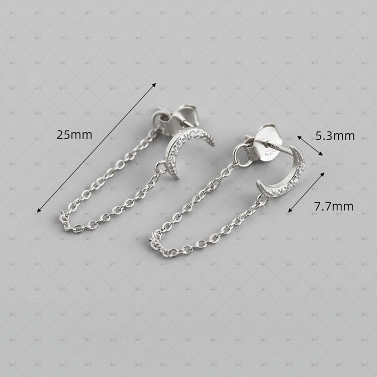 Silver Moon Drop Earrings