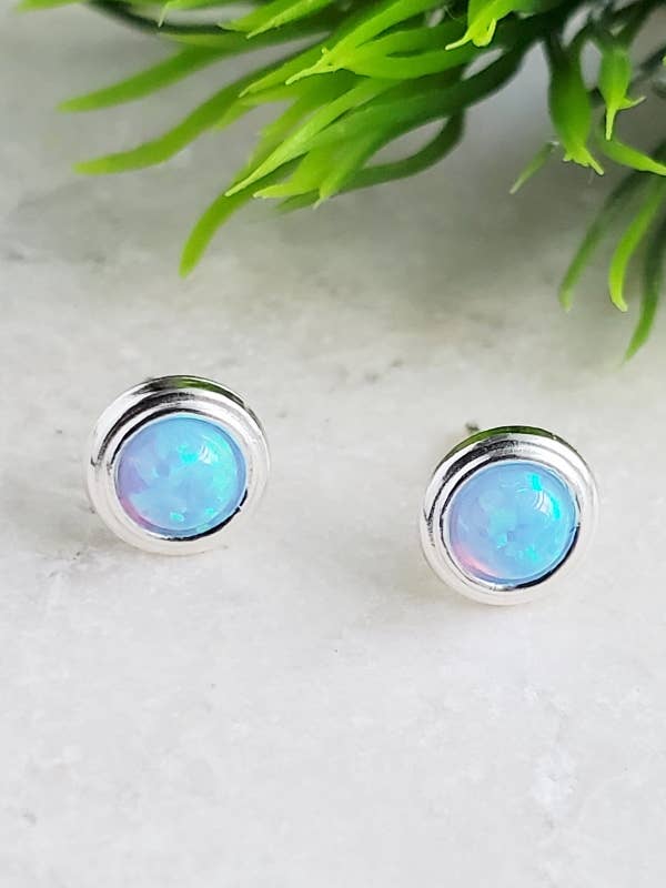 Fire Opal Silver Studs