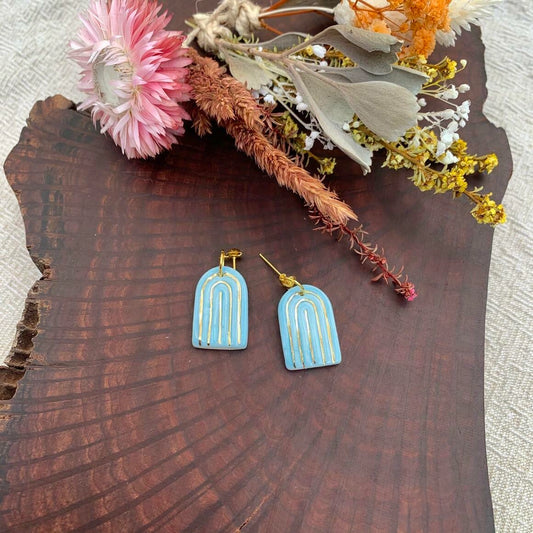 Raine - Porcelain Earrings with Gold finish: Turquoise