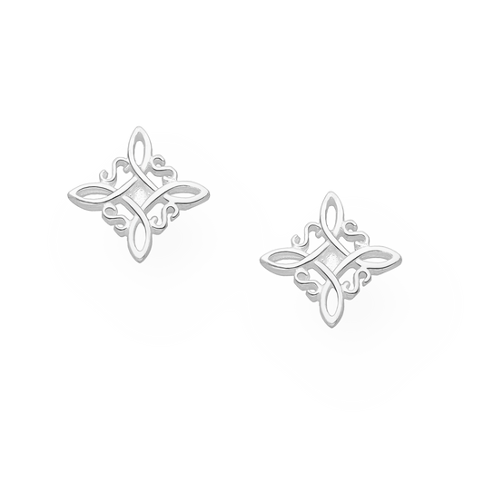 Witches Knot Stud Silver Earrings