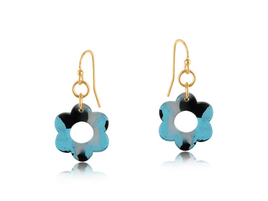 Lottie Daisy Resin Earrings: BLUE/BLACK