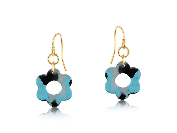 Lottie Daisy Resin Earrings: BLUE/BLACK