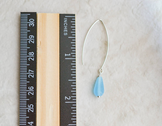 Eco Sea Glass Marquis Droplet Earrings - Turquoise