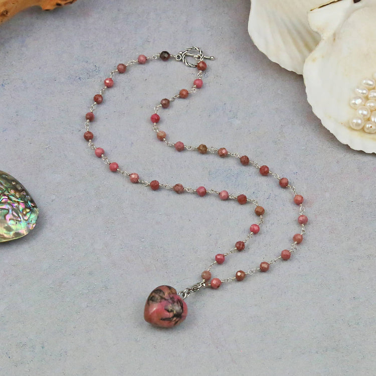 Rhodonite Heart Pendant Necklace