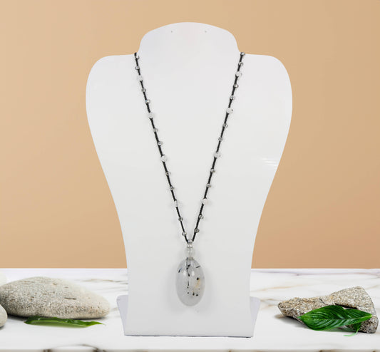 Black Rutilated Quartz Perfume Bottle Necklace