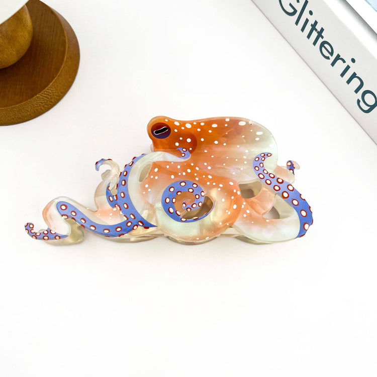 Blue Ring Octopus Hair Claw Clip